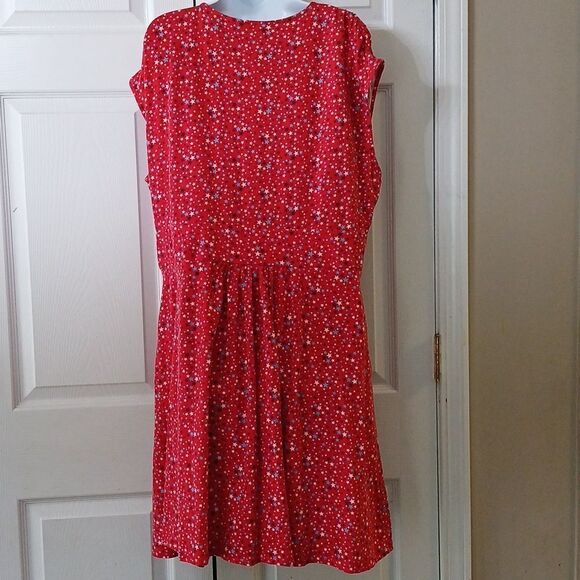 Lands' End red white blue patriotic july 4th faux wrap dress Sz 2X EUC - Picture 5 of 8